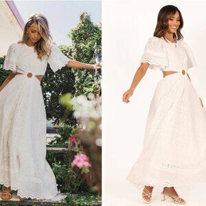 Merletto Cut Out Maxi Dress - White - Medium